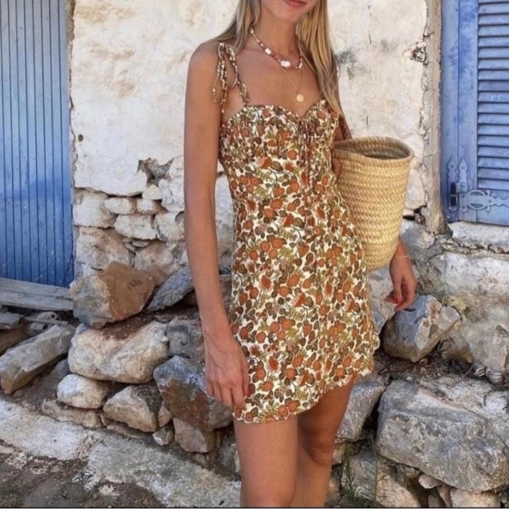 Realisation Par The Devon in 70's Floral Boho Silk Mini Dress Sz XS